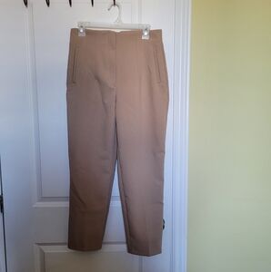 Zara pants light brown trousers camel tan office high waist neutral size large